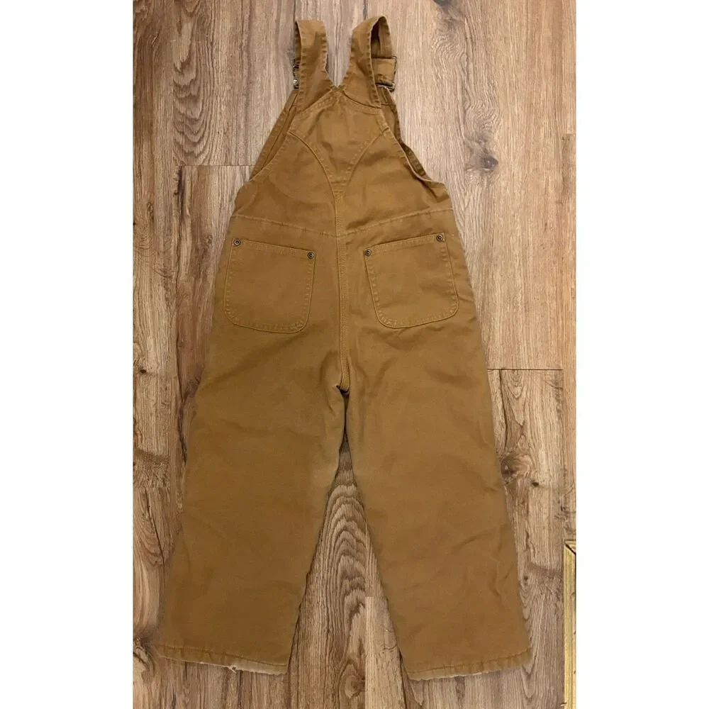 Carhartt Youth Kids Size 5 Brown Double Knee Bib Overalls Pants Insulated